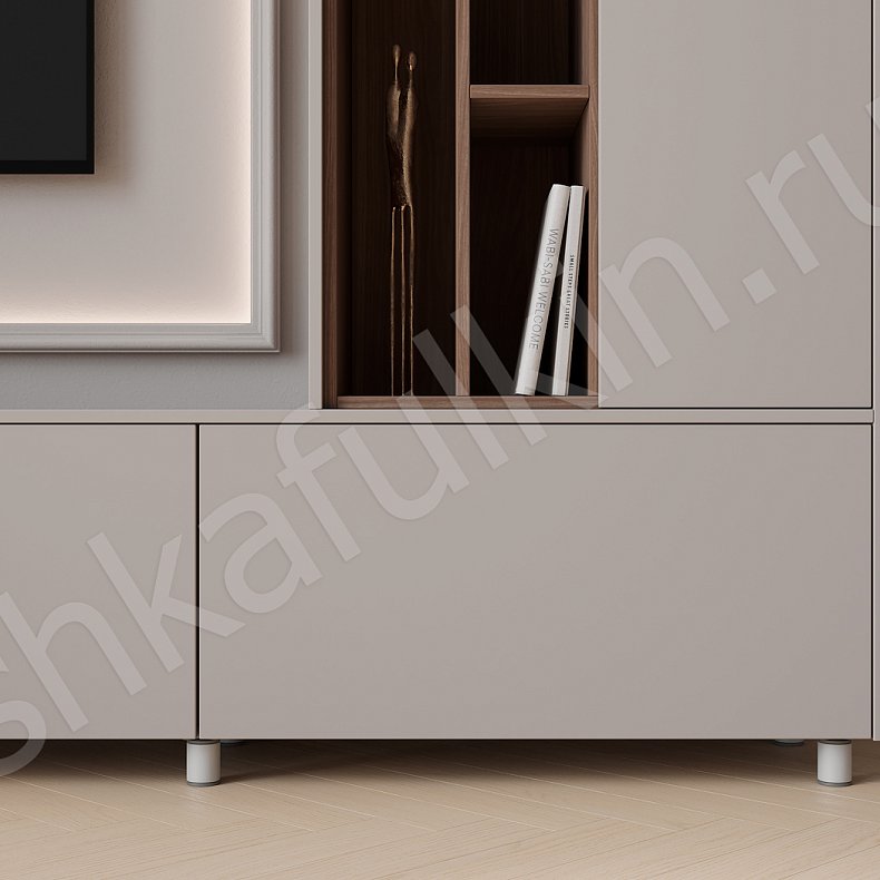 Изображение Стенка Харизма Светлые Коричневый Минимализм Гостиная Под ТВ Для посуды Для декора Для книг 3