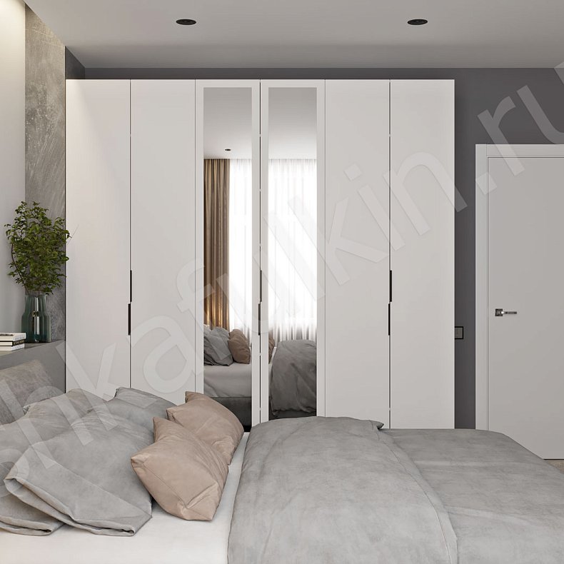 Шкаф Аксель Темные Светлые Синий Серый Коричневый Белый Минимализм 4х створчатые Спальня Для вещей Для белья 4