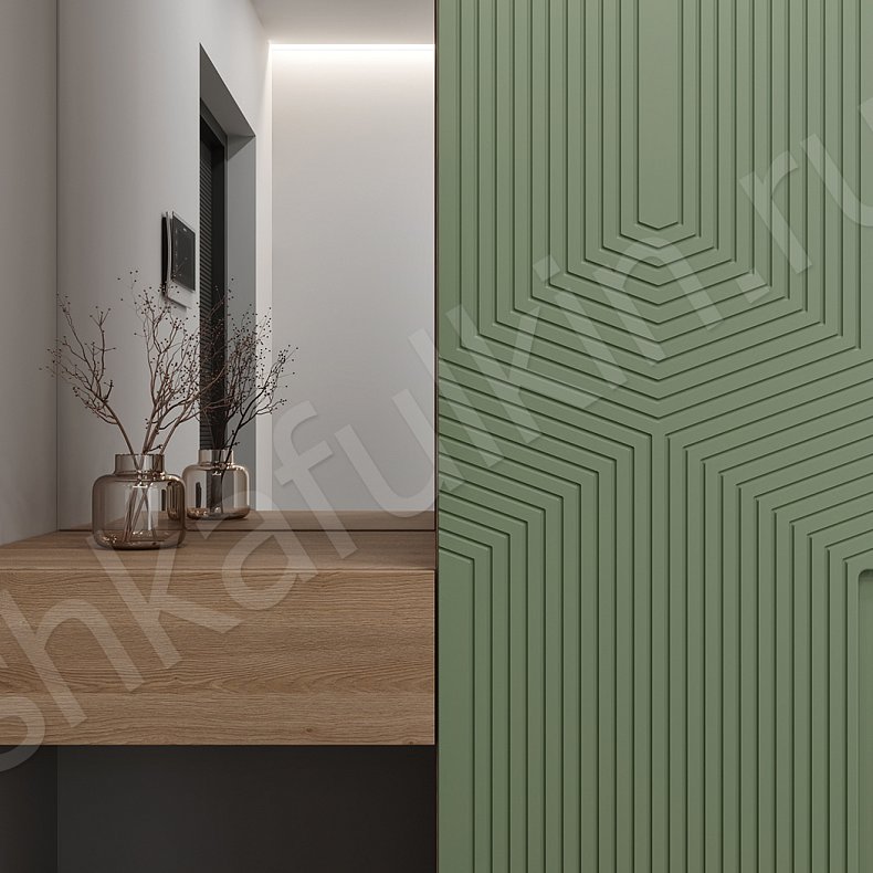 Изображение Прихожая Гринвуд Цветной Древесный Светлые Зеленый Модерн 2х створчатые Прихожая Для вещей 4