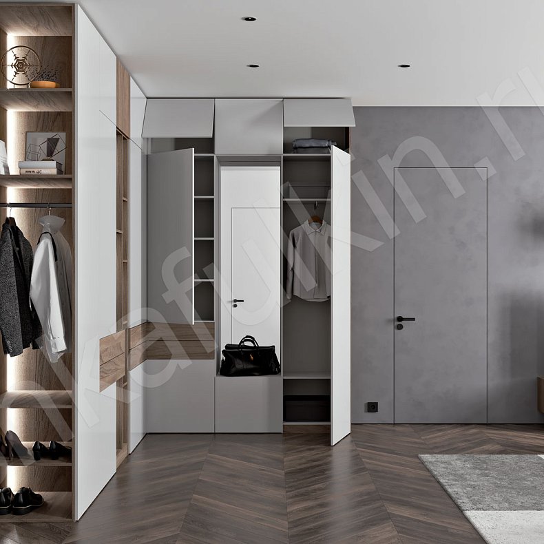 Шкаф Марвин Белый Коричневый Светлые Современный 4х створчатые Коридор Для книг Для декора Для вещей 4