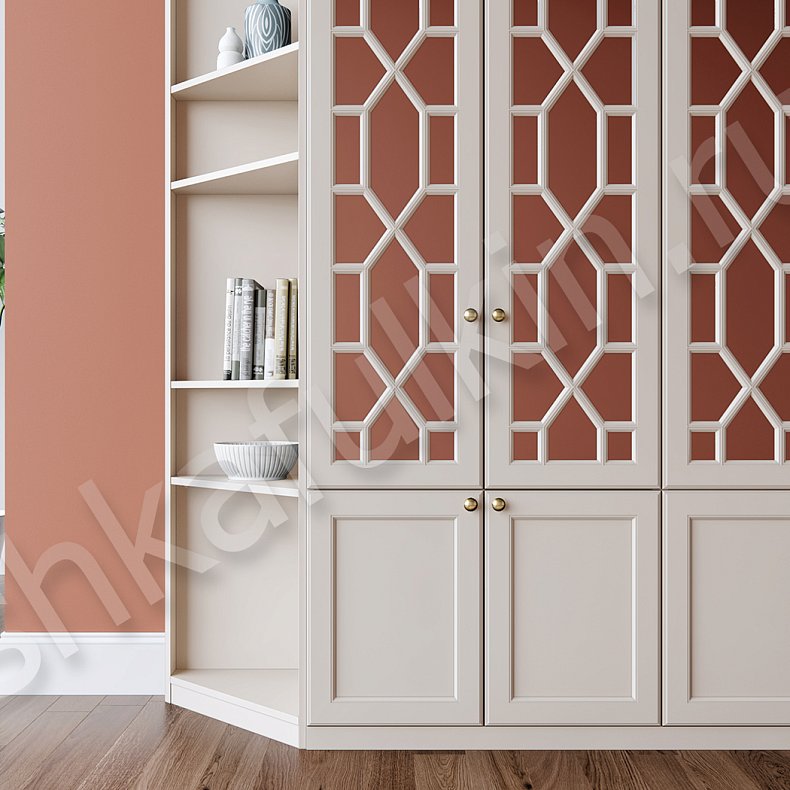 Изображение Корпусный шкаф Смит Белый Черный Светлые Темные Неоклассика 6и створчатые Гостиная Для книг Для вещей 4