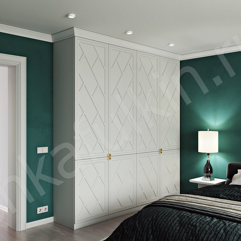 Гарнитур Эверест Белый Светлые Неоклассика 4х створчатые Спальня Для белья Для книг Для вещей