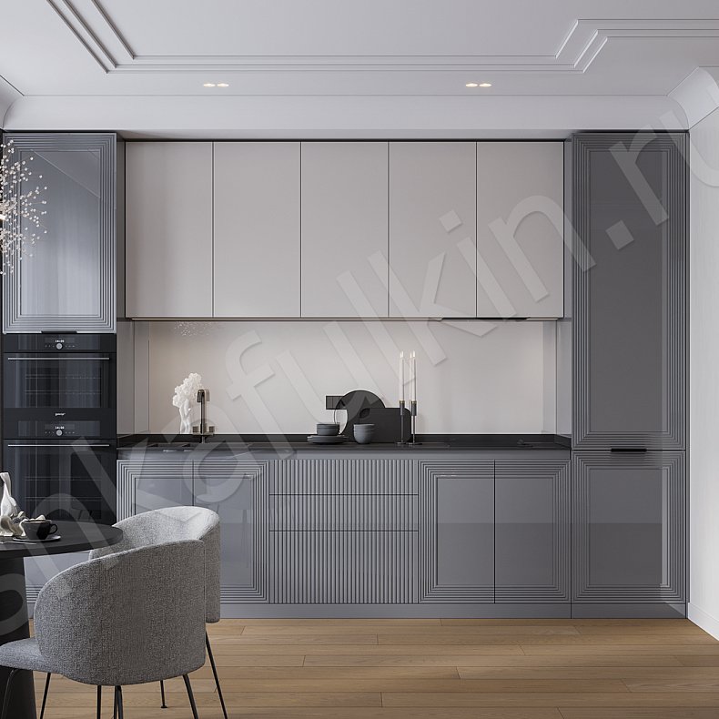 Кухня Эврика Серый Светлые Современный   Для посуды