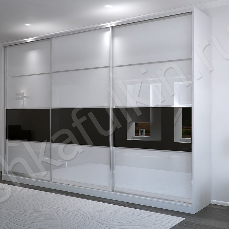 Изображение Корпусный шкаф-купе Дафнис Белый Светлые Хай-тек 3х створчатые Гостиная Для вещей 4