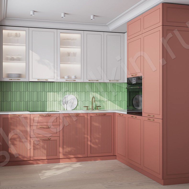 Кухня Ангурия Коричневый Цветной Красный Светлые Современный   Для посуды 10