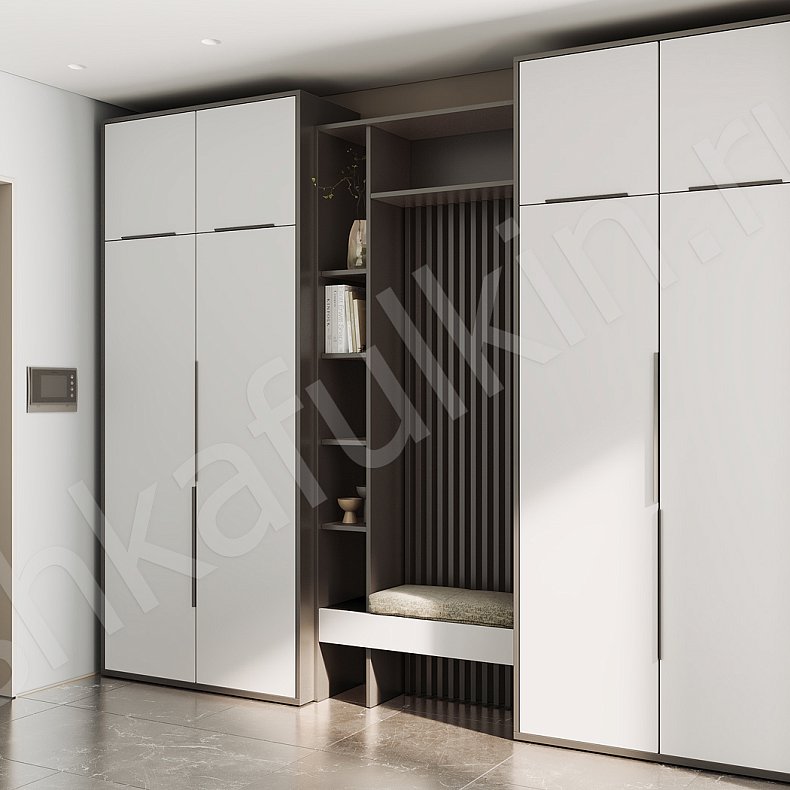 Изображение Прихожая Ларри Черный Белый Древесный Коричневый Серый Светлые Темные Минимализм 4х створчатые Прихожая Для вещей 8