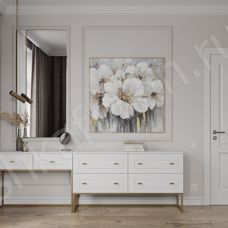 Изображение Гарнитур Стефани Белый Неоклассика 4х створчатые Спальня Для вещей Для белья 2