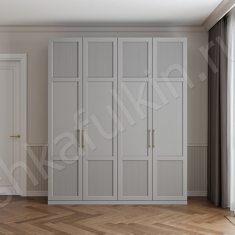 Изображение Шкаф Шелдон Цветной Серый Темные Зеленый Модерн 4х створчатые Гостиная Для вещей 4