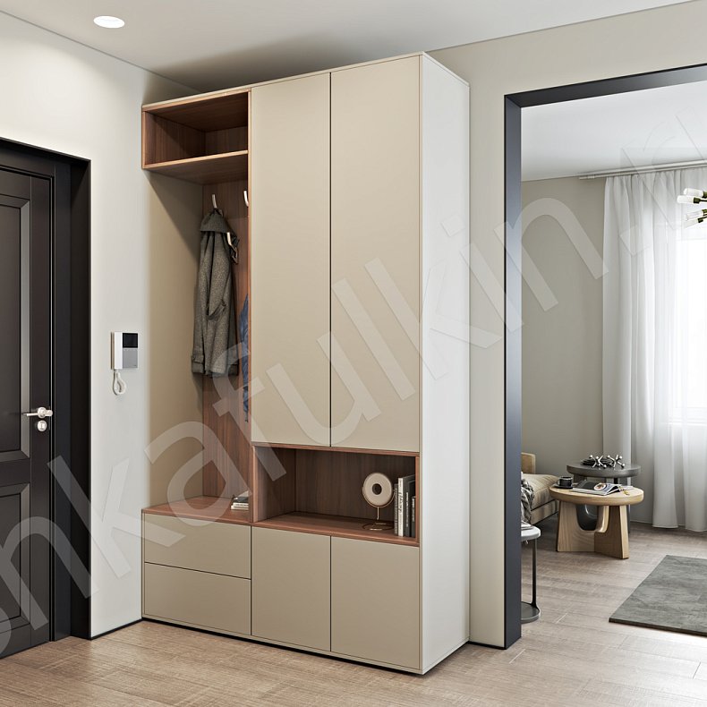 Изображение Прихожая Мэрри Серый Черный Минимализм 2х створчатые Прихожая Для вещей Для декора 5