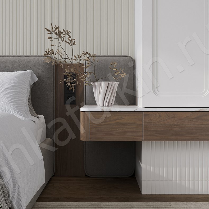 Гарнитур Анфилада Светлые Древесный Белый Современный 2х створчатые Спальня Для вещей Для белья 4