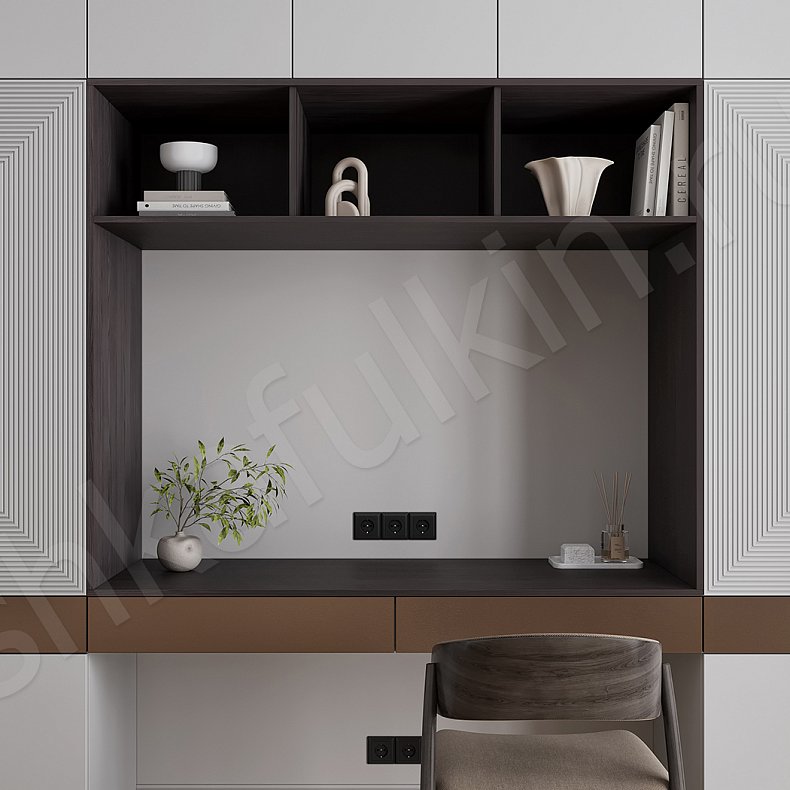 Изображение Гарнитур Дарвин Серый Модерн 4х створчатые Спальня Для книг Для вещей 2