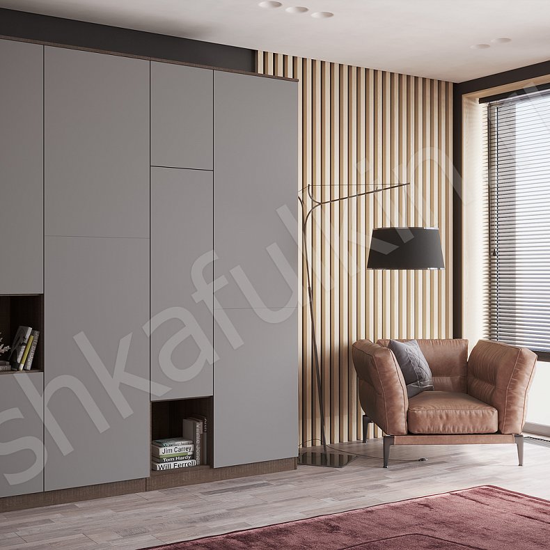 Изображение Шкаф Денди Темные Светлые Серый Коричневый Белый Скандинавский 4х створчатые Спальня Для вещей Для белья 6