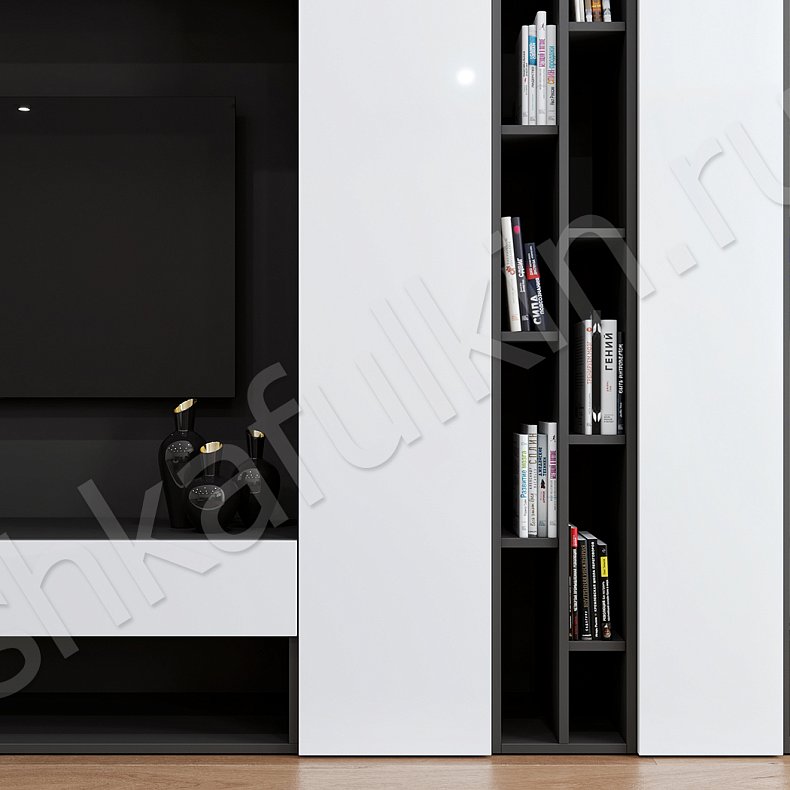 Изображение Стенка Андорра Светлые Белый Современный 6и створчатые Гостиная Под ТВ Для книг 4