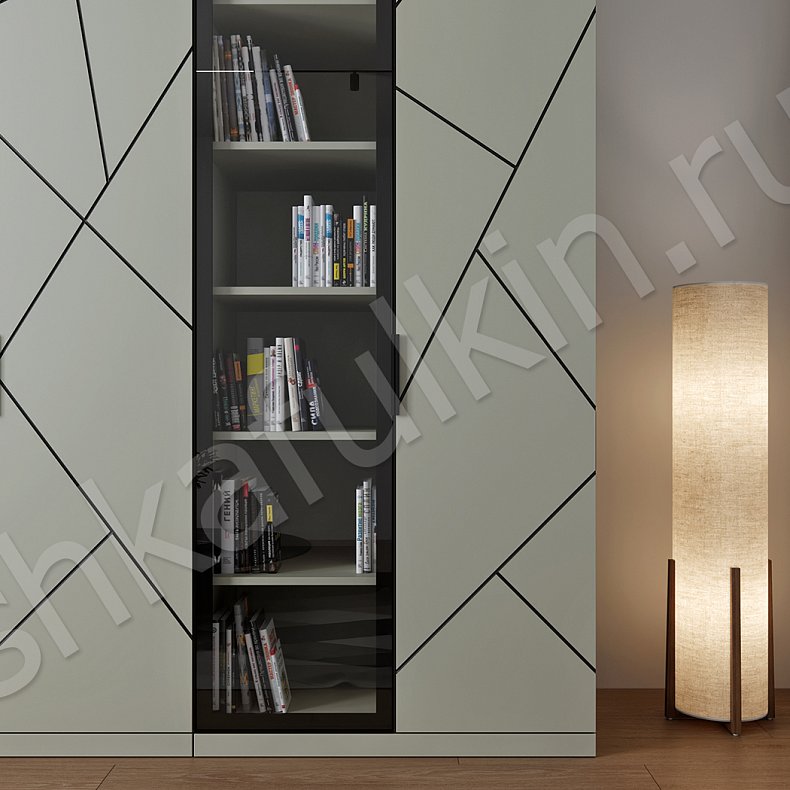 Изображение Стенка Кентукки Светлые Серый Современный 6и створчатые Гостиная Для книг Для декора Для вещей 2
