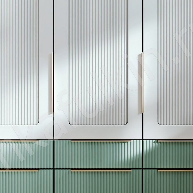 Изображение Детская Гринлайн Белый Цветной Светлые Зеленый Неоклассика 3х створчатые Детская Для книг Для декора Для вещей 4