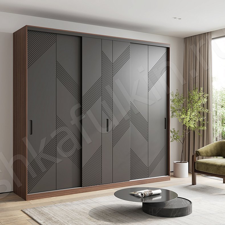 Шкаф-купе Фернандо Белый Древесный Серый Светлые Темные Современный 3х створчатые Гостиная Для вещей