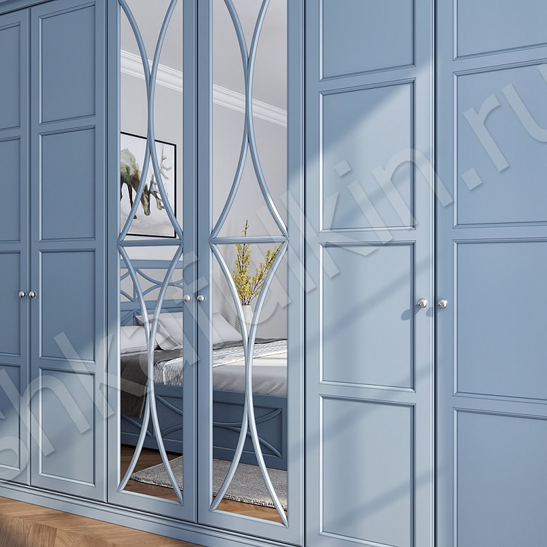 Гарнитур Люсия Черный Светлые Синий Цветной Белый Неоклассика 6и створчатые Спальня Для вещей 6