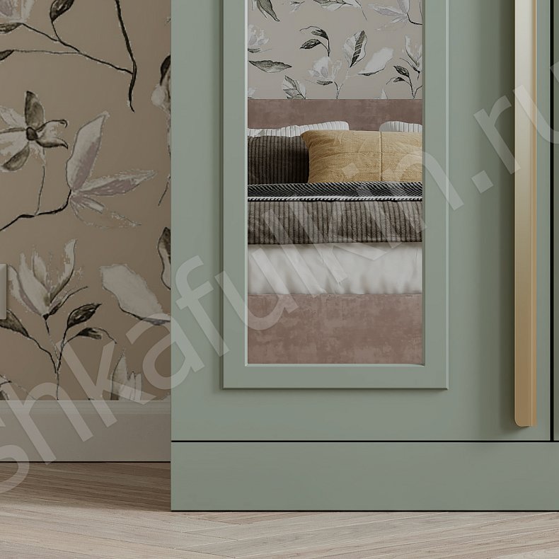 Изображение Шкаф с зеркалом Танзано Зеленый Модерн 4х створчатые Спальня Для вещей 2