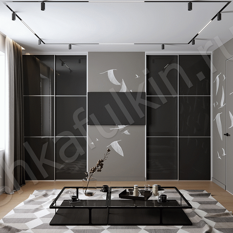 Шкаф-купе Модус Темные Черный Современный 4х створчатые Гардеробная Для вещей