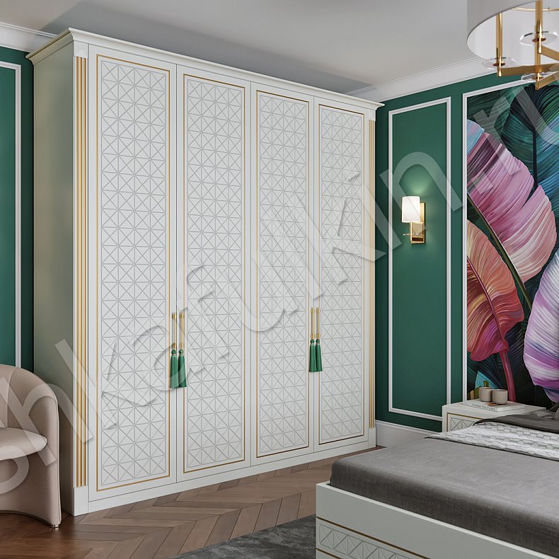 Гарнитур Октавия Золото Белый Классика 4х створчатые Спальня Для вещей 2