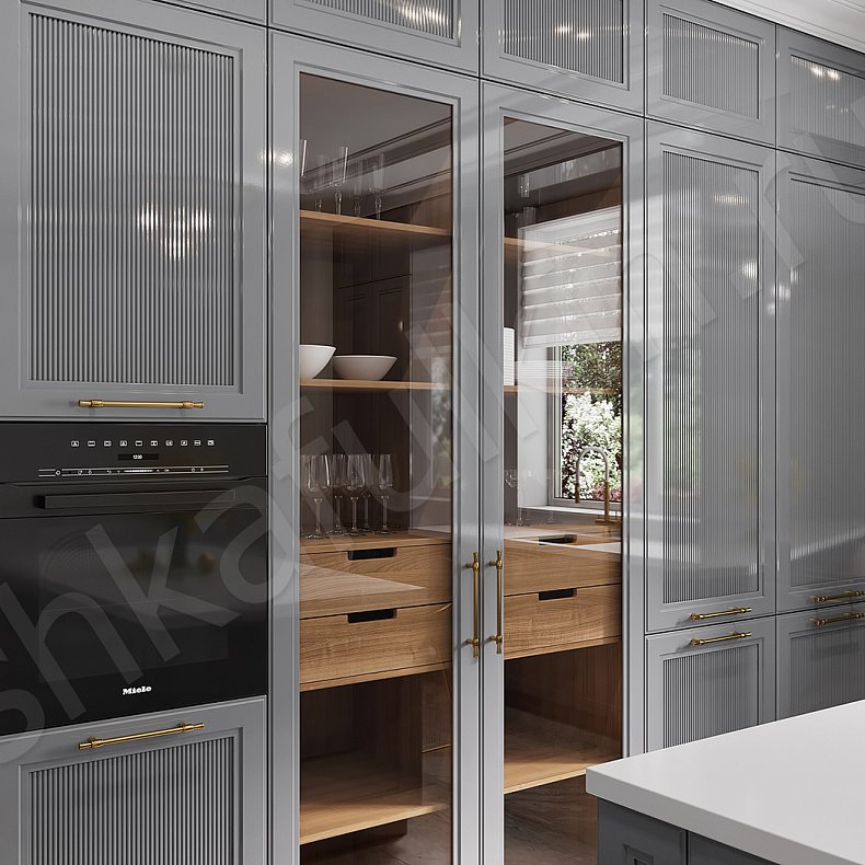 Кухня Минотти Серый Светлые Неоклассика   Для посуды Для декора 4