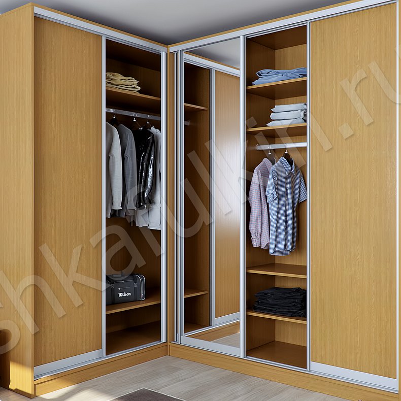 Шкаф-купе Корнелиус Светлые Древесный Минимализм 5и створчатые Спальня Для вещей 3