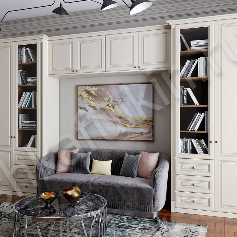 Изображение Шкаф Андриана Коричневый Светлые Зеленый Классика 4х створчатые Детская Для книг Для вещей 5