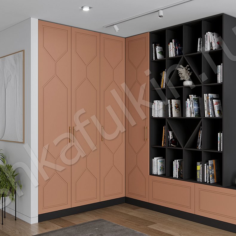 Изображение Стенка Оракул Цветной Красный Светлые Неоклассика 4х створчатые Гостиная Для книг Для вещей 3