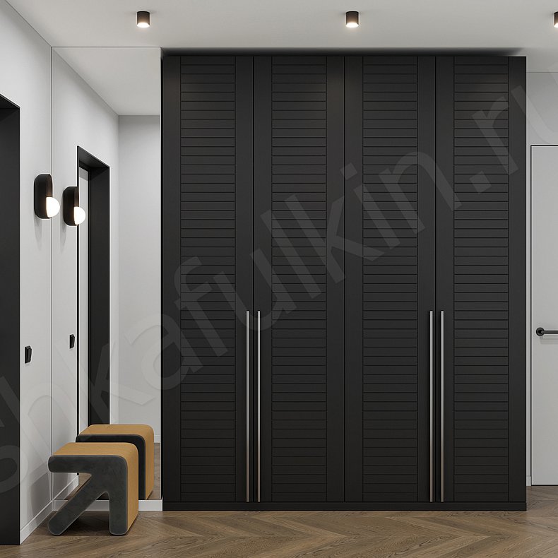Прихожая Альба Темные Черный Современный 4х створчатые Прихожая Для вещей 1