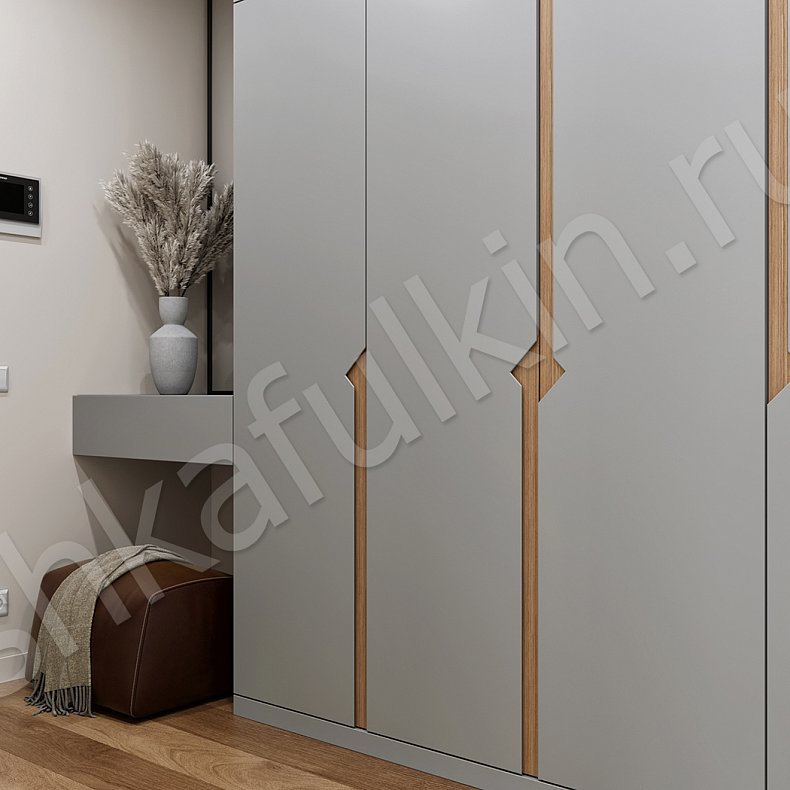 Прихожая Зигзаг Древесный Светлые Серый Минимализм 4х створчатые Прихожая Для вещей 2
