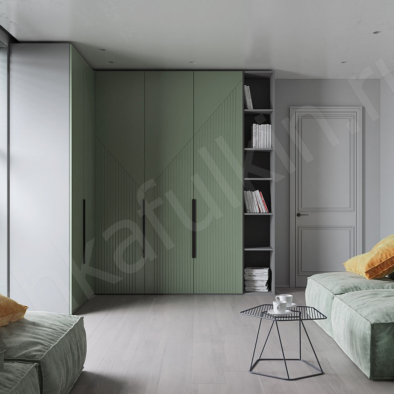 Изображение Угловой шкаф Фигаро Зеленый Модерн 5и створчатые Гостиная Для вещей 1