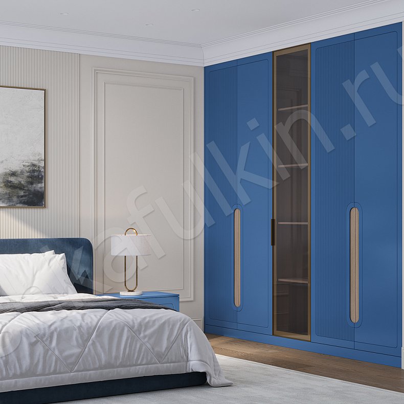 Изображение Гарнитур Андромеда Светлые Синий Цветной Современный 4х створчатые Спальня Для вещей Для декора Для книг Для белья 1