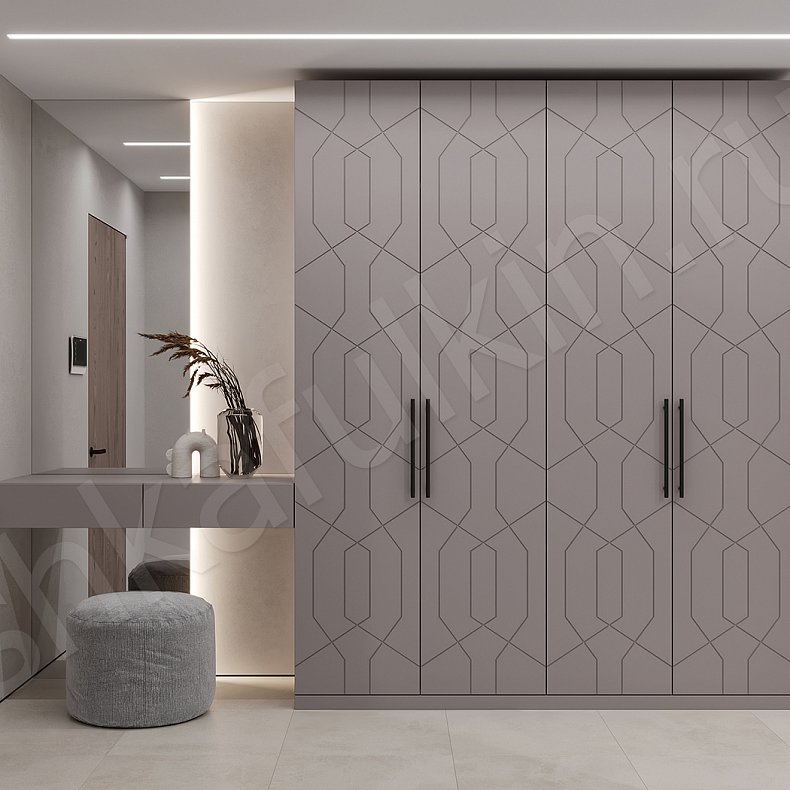 Прихожая Лайн Темные Серый Современный 4х створчатые Прихожая Для вещей