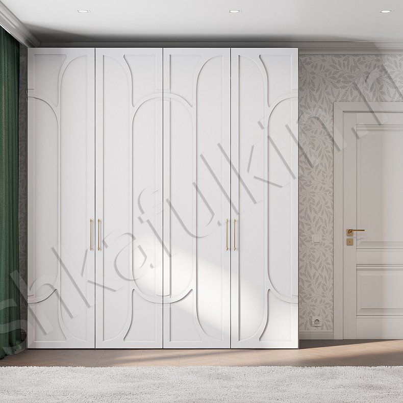 Изображение Шкаф 4 двери Бернард Белый Неоклассика 4х створчатые Спальня Для вещей 1