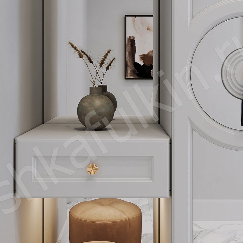 Прихожая Виктория Белый Золото Светлые Неоклассика 3х створчатые Прихожая Для вещей 6