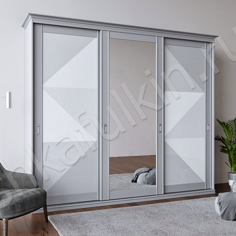 Корпусный шкаф-купе Пегас Светлые Неоклассика 3х створчатые Гостиная Для вещей