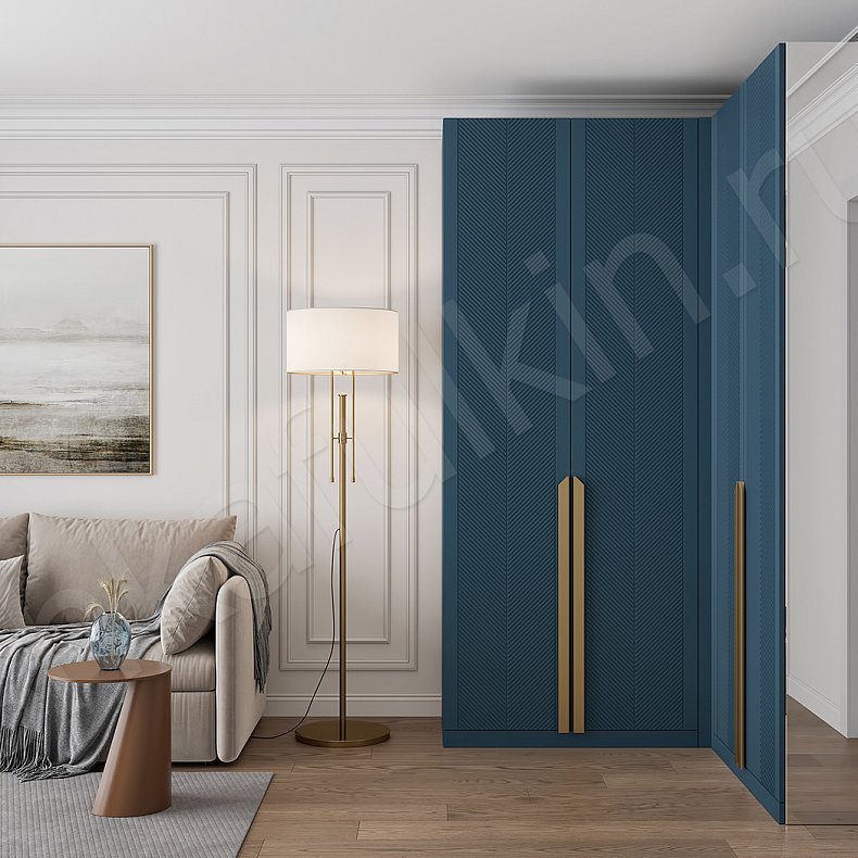 Угловой шкаф Анабэль Синий Цветной Темные  4х створчатые Гостиная Для белья Для вещей 1