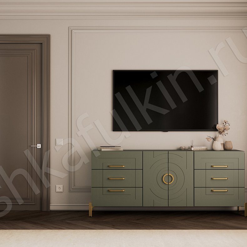 Встроенный шкаф Линдор Светлые Зеленый Неоклассика 4х створчатые Спальня Для белья Для декора Для вещей 12