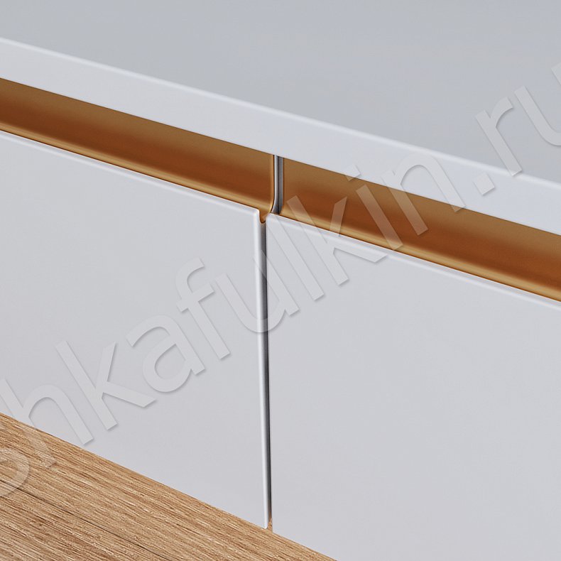 Изображение Стенка Окленд Белый Золото Светлые Модерн 2х створчатые Гостиная Для книг Для декора Под ТВ 4