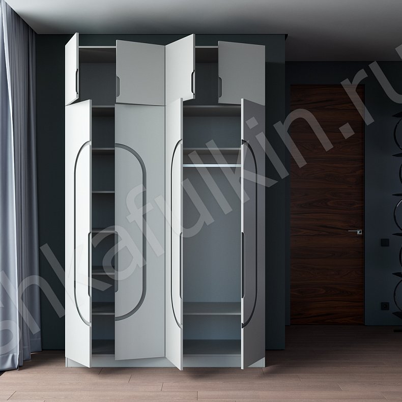 Изображение Шкаф Байт Черный Белый Современный 4х створчатые Гостиная Для вещей 4