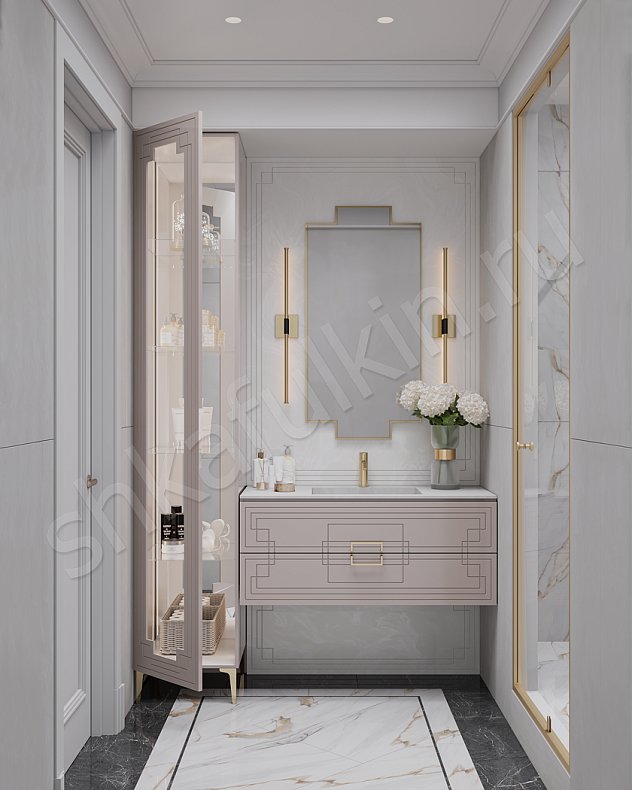 Мебель в ванную Метрополитан Светлые Розовый Неоклассика   Для вещей 1