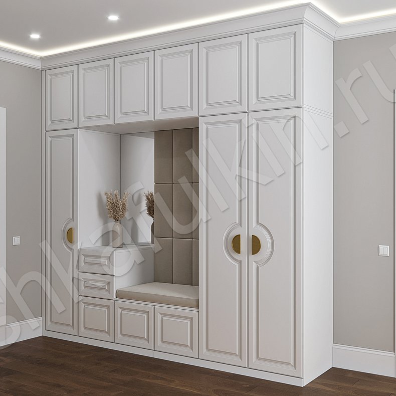 Прихожая Брунель Белый Светлые Неоклассика 3х створчатые Прихожая Для вещей 1