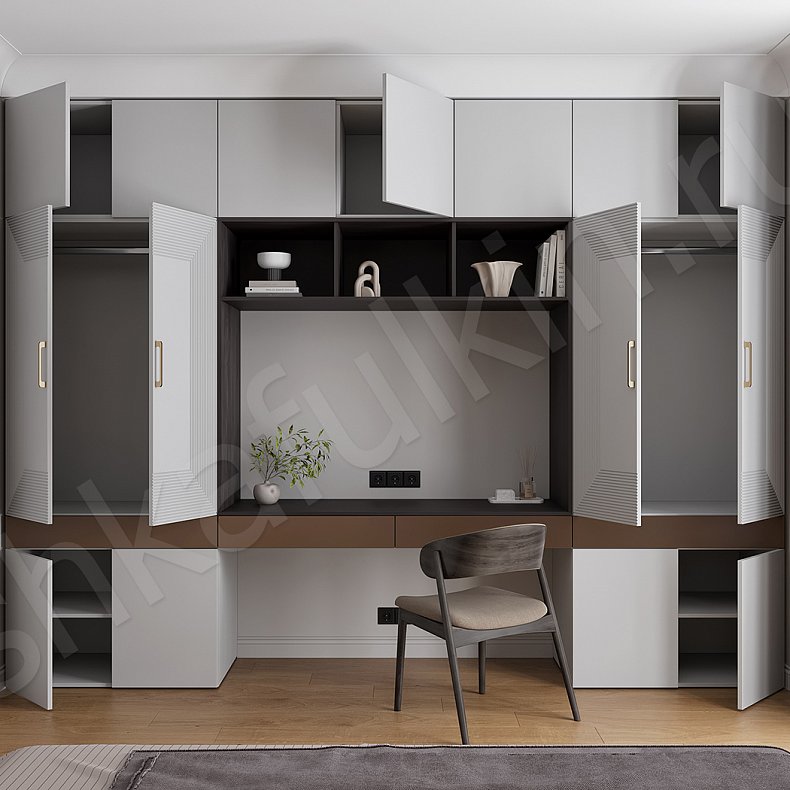Изображение Гарнитур Дарвин Серый Модерн 4х створчатые Спальня Для книг Для вещей 5