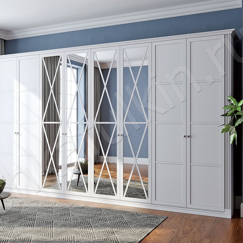 Корпусный шкаф Лаура Белый Светлые Скандинавский 6и створчатые Гостиная Для вещей