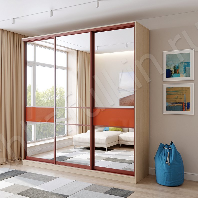 Изображение Корпусный шкаф-купе Касио Цветной Светлые Современный 3х створчатые Детская Для вещей 2