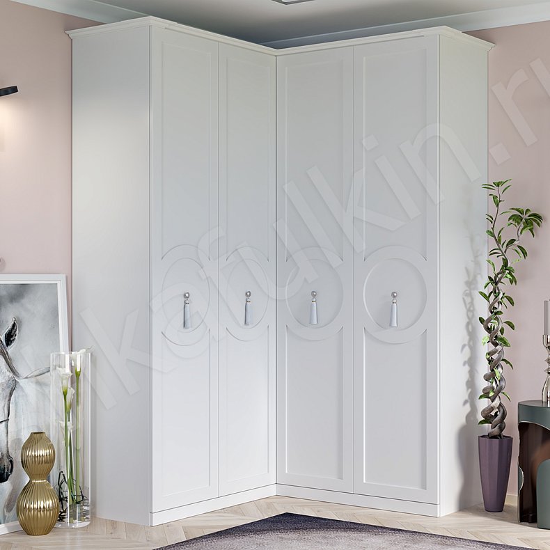 Угловой шкаф Агава Белый Классика 4х створчатые Спальня Для вещей
