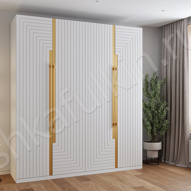 Шкаф Болеро Белый Черный Золото Модерн 4х створчатые Гостиная Для вещей 1