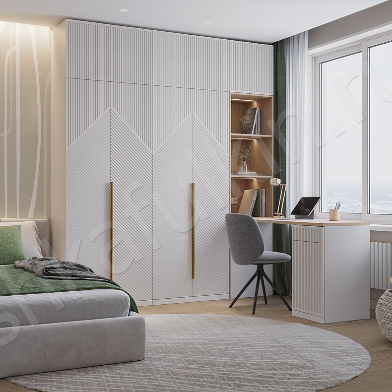 Кабинет Нотариус Белый Светлые Неоклассика 4х створчатые Детская Для книг Для декора Для вещей