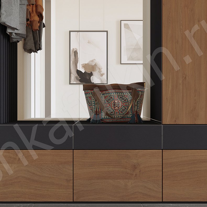 Изображение Прихожая Ника Темные Светлые Серый Коричневый Древесный Черный Белый Скандинавский 2х створчатые Прихожая Для вещей 10