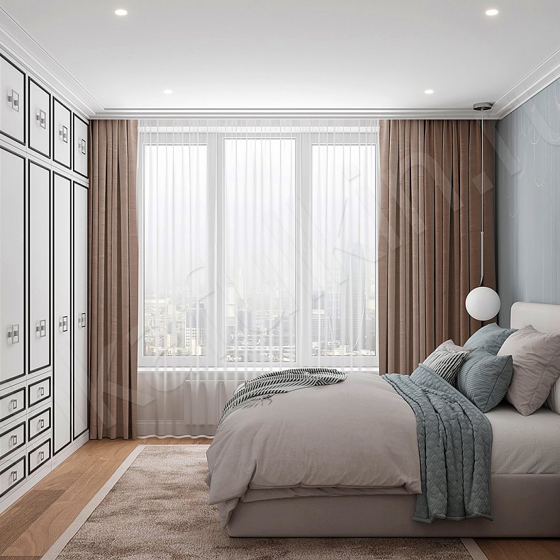 Встроенный шкаф Дантес Светлые Белый Классика 6и створчатые Спальня Для вещей Для белья 2